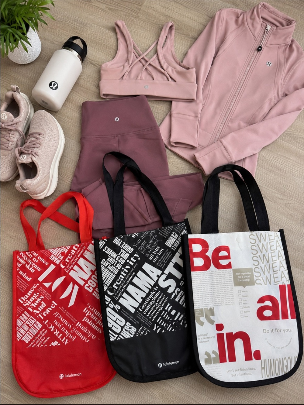 lululemon athletica Pink Everyday Athleisure Tote Bag Trio